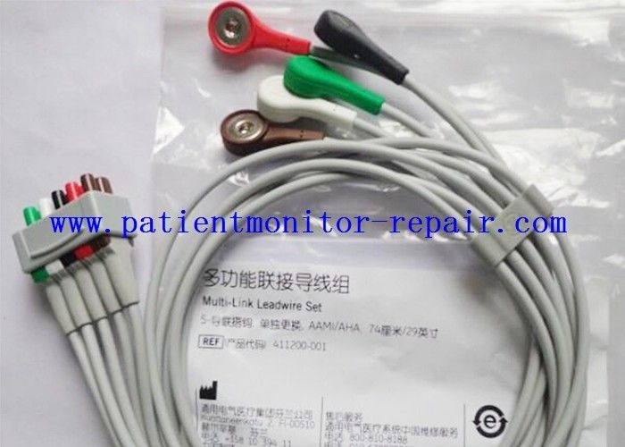 Detachable GE 5- Lead Cable Set 5- Leadwire 74CM Part Number 411200-001 Medical Devices